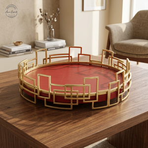 Meilleur prix plateau de service en métal de forme ronde fabriqué à la main or fini pour hôtel et restaurant servant et présentoir - Product Image 1