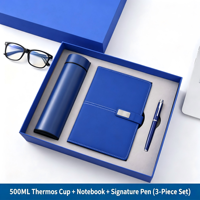 Ensemble cadeau d'entreprise personnalisé avec logo, carnet, tasse isotherme, stylo, kit VIP, journal en cuir PU A5, thermos, stylo à bille, boîte
