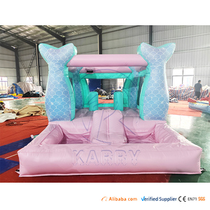 Castillo Inflable de PVC Color Rosa Macaron, Trampolín Inflable, Castillo de Brinco <span class=keywords><strong>con</strong></span> Tobogán, Castillo Inflable Comercial para Niños - Product Image 6