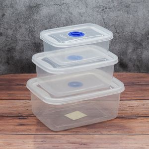 <b>Microwave</b> Fresh Keeping Box <b>Set</b> Rectangle Transparent Plastic With Clip On Lid For Food Storage Multiple Sizes - Product Image 4