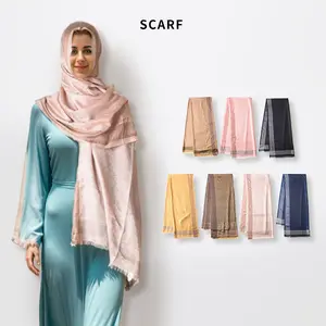 Solid striped scarves with high-end and exotic style sun protection headscarves hot selling casual scarves in Europe and America