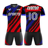 Set Jersey Sepak Bola Polyester Full-print Lintas Negara Unisex, Sablon Heat-transfer, Pinggang Elastis, Cepat Kering, Dewasa