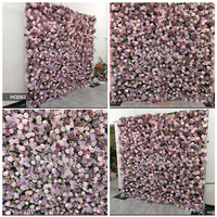 Mur de fleurs artificielles de luxe de haute qualité, mur de fleurs en soie blanche 3D pour la décoration de mariage, mur de fleurs artificielles en rose pour la décoration de fête
