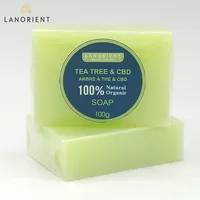 LANORIENT Label Pribadi 3 Warna Kulit Wajah Herbal Pohon Teh CBD Anti Jerawat Pemutih Sabun Pengontrol Minyak untuk Uniseks