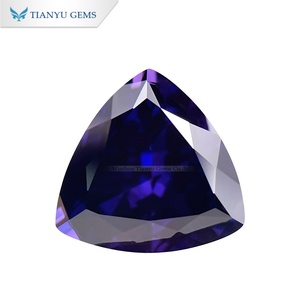 Tianyu gemas laboratorio <span class=keywords><strong>zafiro</strong></span> Trillón corte <span class=keywords><strong>verde</strong></span> amarillo azul púrpura color al por mayor y tamaño personalizado - Product Image 3