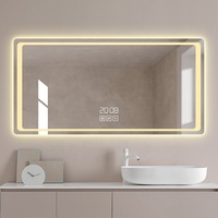 Kaca pembesar LED layar sentuh cerdas Modern, kaca pembesar kosmetik gantung dinding tahan air untuk dekorasi rumah Hotel