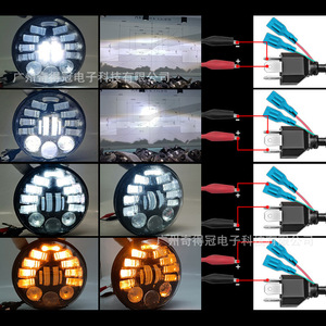 7 Inch Caterpillar Wrangler Headlights H4 Integrated High Low Beam Bi Xenon <b>Projector</b> LED Automotive <b>Light</b> 30000 Lm - Product Image 5