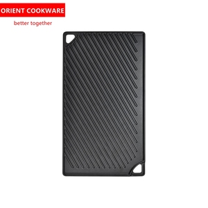 Plancha de Hierro Fundido Pre-Sazonada <span class=keywords><strong>para</strong></span> Estufa de Gas, Horno, Rectangular, de <span class=keywords><strong>Doble</strong></span> Cara, <span class=keywords><strong>para</strong></span> Camping, Asar y Grill - Product Image 2