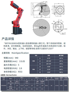 Brazo Robótico Borunte BRTIRUS0805A, Longitud de 940 mm, Carga de 5 kg, para Carga Automática y Pulverización - Product Image 3