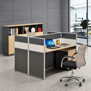 Bureau informatique moderne en chêne en forme <span class=keywords><strong>de</strong></span> L pour une personne, avec écran <span class=keywords><strong>de</strong></span> séparation réglable en hauteur, pour employés (vente en gros) - Product Image 3