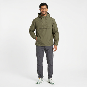Veste coupe-vent en toile imperméable pour homme, design personnalisé, col montant, fermeture éclair, pour la randonnée en plein air - Product Image 1