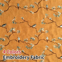 RTS 4 Couleurs Fleur Oiseau Design Tapisserie Imitation Lin Broderie Tissu Pour Canapé