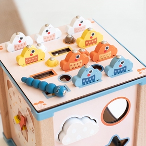 Blocs <span class=keywords><strong>de</strong></span> trieur <span class=keywords><strong>de</strong></span> forme <span class=keywords><strong>de</strong></span> labyrinthe <span class=keywords><strong>de</strong></span> perles sûres pour bébé jeu <span class=keywords><strong>de</strong></span> pêche <span class=keywords><strong>Cube</strong></span> d'activité 9 en 1 jouets Montessori en bois - Product Image 4