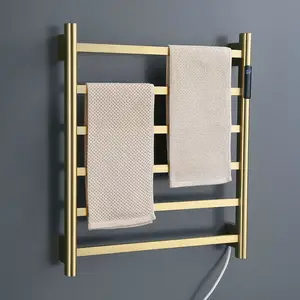 Brushed Gold Hotel Bathroom Touch Sensitive Electric Heated Towel Holder Rail Rack Clothes Hanger Towel Warmer