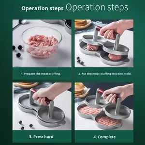 Presse à hamburgers manuelle en silicone antiadhésif pour cuisine domestique, outil de cuisson pour petit-déjeuner, vente en gros transfrontalière - Product Image 2