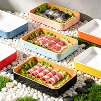 Assiettes carrées en mélamine colorées en gros, plateaux de service empilables pour restaurant, hôtel, buffet, traiteur