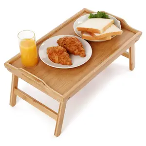热卖可调式竹床托盘桌，带可折叠腿，用于沙发、床、食物、工作
