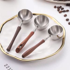 Cuchara Medidora de Acero Inoxidable 304 con Mango de Madera de Nogal, Personalizada, de Grado Alimenticio, 30 ml, para Café, Té, Leche en Polvo - Product Image 1