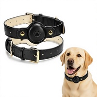 Collier de suivi GPS en cuir PU pour animaux de compagnie avec support AirTag, suivi en temps réel, étanche, localisateur pour chiens et chats, personnalisable pour usage quotidien, mondial