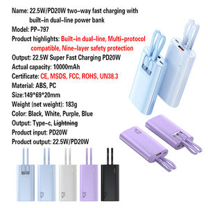 แบตสำรองแบบพกพา 22.5W สำหรับโทรศัพท์มือถือ ความจุสูง ชาร์จเร็ว 10000mAh พร้อมสายชาร์จ ผลิตตามสั่งจากโรงงาน - Product Image 6