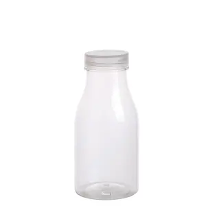 Diskon besar grosir kustom 200ml,300ml,350ml,500ml makanan kelas transparan minuman plastik/susu/jus botol PET dengan tutup plastik