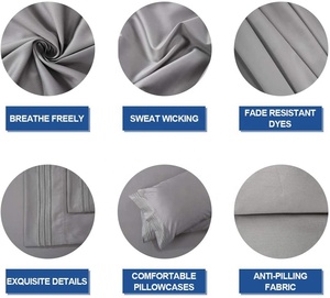 Khăn trải giường <span class=keywords><strong>400</strong></span> sợi, màu trắng tinh khiết-Bộ 4 miếng được chải kỹ 100% bông tự nhiên tinh khiết-Bộ đồ giường bằng cotton - Product Image 5