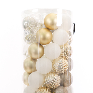 Bola de <span class=keywords><strong>Navidad</strong></span> Dorada y Blanca, Mezcla de Diferentes Formas, Accesorios de Año Nuevo, Regalos de <span class=keywords><strong>Navidad</strong></span>, Decoración, Bola de Plástico con Brillantina - Product Image 3