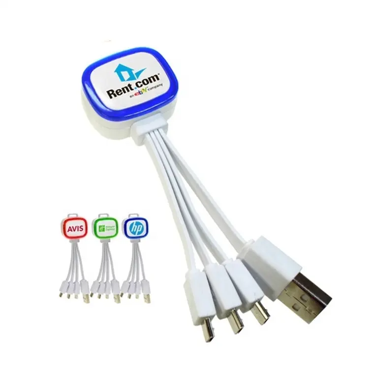 Рекламные подарки 5 в 1 USB зарядный кабель со светодиодной подсветкой многозарядный кабель Type-c Micro USB Пользовательский логотип
