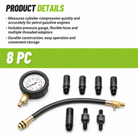 Kit de testeur de compression moteur 8 pièces, ensemble de manomètres de pression de cylindre pour moteurs à essence, outils de réparation automobile