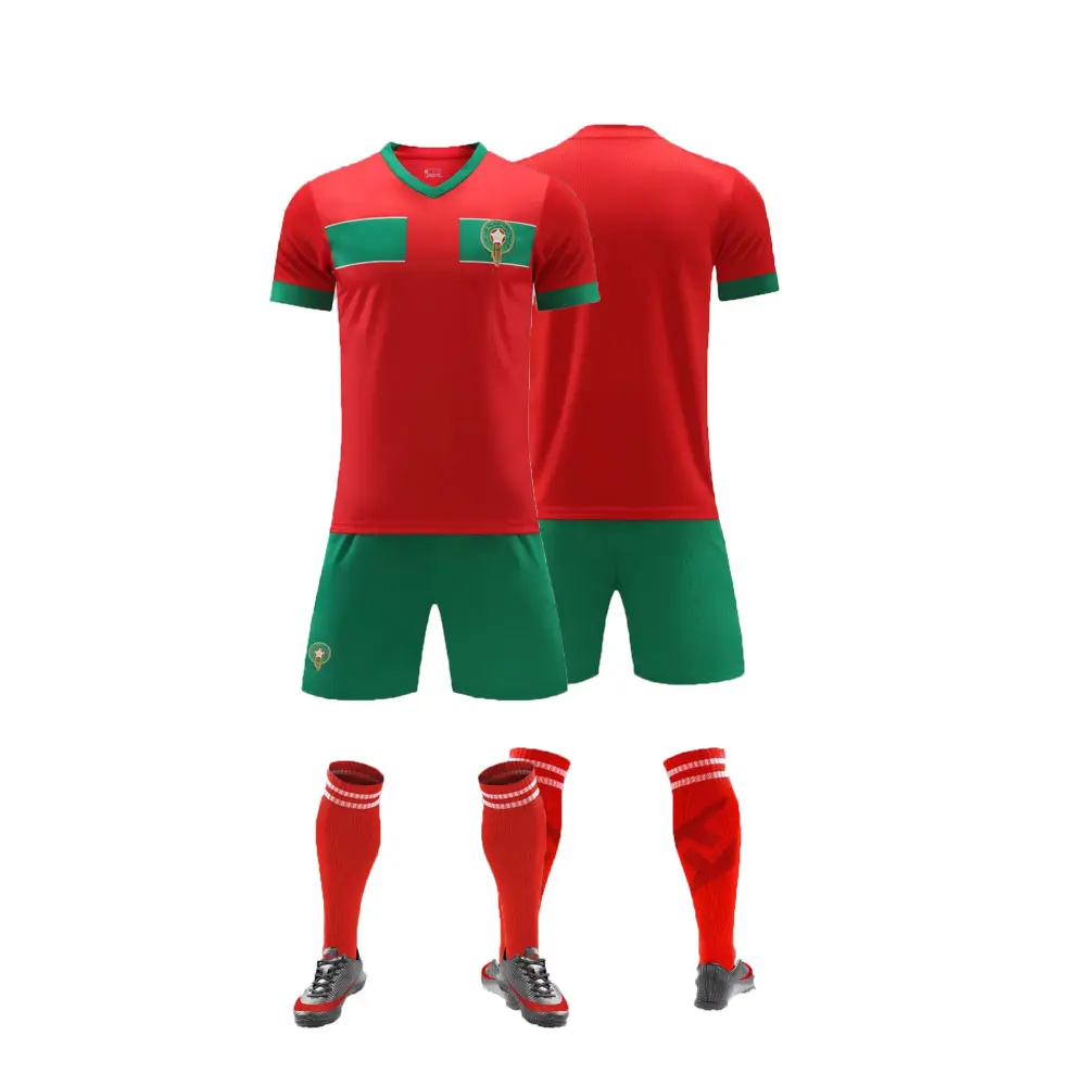 Nieuwe Trend Nationale Marokko Voetbalshirt Snel Droog 2022 Voetbalshirt Voor Mannen