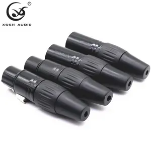 Adapter Plug YIVO XSSH Audio HIFI Grosir Aloi Plating Emas Bersinar Hitam Kabel Audio 3 Pin XLR Konektor Mikrofon Jack