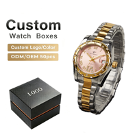 RICECGO - Juego de Relojes de Lujo para Mujer con Certificado de Autenticidad de Diamantes, con Caja, Elegante Regalo, Relojes Personalizados con Logotipo, Adhesivo Personalizado para Reloj