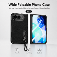 Étui pour iPhone 18 pliable avec dragonne, fonction béquille, protection d'écran avant intégrée et coque arrière texturée fine