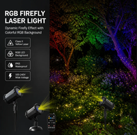 Lumière laser RGB Firefly, laser jaune de classe II, LED RGB, toile de fond colorée, IP65, 100-240V, ABS, pour jardin, cour, pelouse, arbres, terrasse, balcons