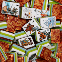 Ensemble de Mahjong Américain de Luxe Moderne en Acrylique à 4 Couches - Édition de Collection Chien Surfiste Gravé avec Précision, Portable