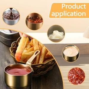 Plat à sauce en acier inoxydable 304 de 80 ml avec poignée, mini-coupelle à sauce au design moderne, compatible lave-vaisselle, durable pour les buffets et restaurants - Product Image 3