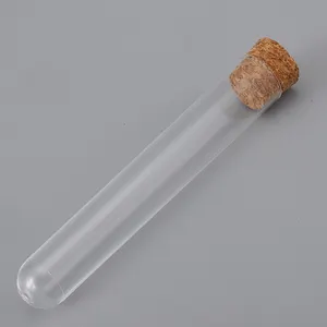 Usine de gros PS tube à essai en plastique à fond rond transparent avec liège