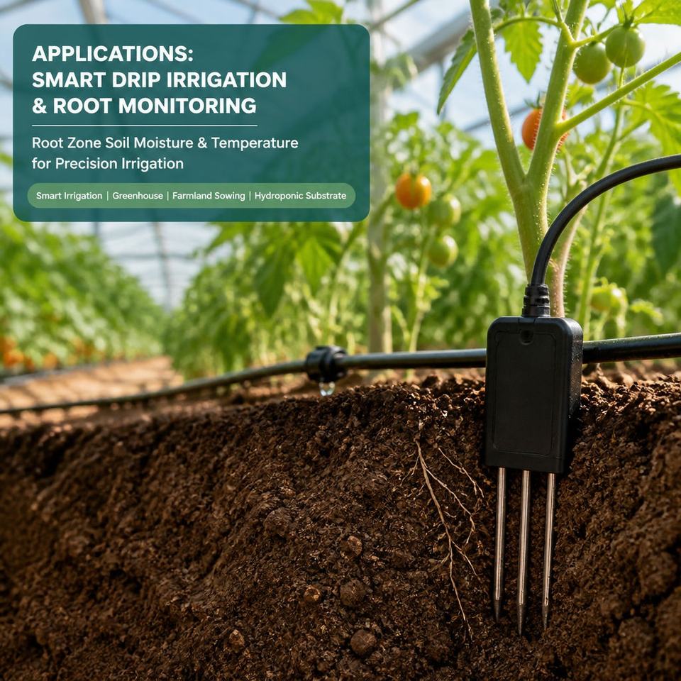 Resistence Temperature Sensor IP68 Soil Temperature and Moisture Sensor FDR Transmitter RS485 Modbus ...