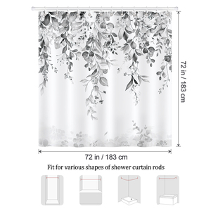 Rideau <span class=keywords><strong>de</strong></span> douche en polyester imperméable motif feuilles d'eucalyptus marron aquarelle, décoration <span class=keywords><strong>de</strong></span> <span class=keywords><strong>salle</strong></span> <span class=keywords><strong>de</strong></span> <span class=keywords><strong>bain</strong></span> automne, 72x72 pouces - Product Image 6