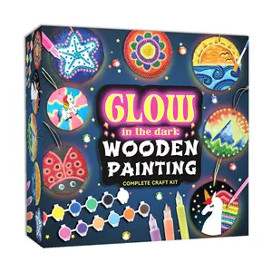 Kids Wooden Painting Kit-Glow in The Dark-Arts & Crafts Gifts for Boys Girls Ages 5-12-Wood Slice Craft Activities Kits