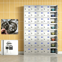 Armoire de rangement à 40 portes en acier inoxydable, durable, résistante aux rayures, à poser au sol, avec serrure à clé, multi-compartiments, pour le stockage alimentaire des employés