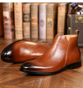 Botas Chelsea de Hombre con Punta Cuadrada, de Cuero Genuino, Estilo Británico, con Cremallera Lateral, Suela Gruesa, Botines Casuales de Media Caña, a la Moda - Product Image 5