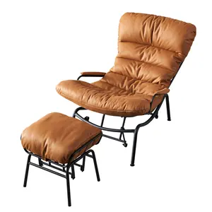 इनडोर अवकाश कुर्सियाँ बालकनी स्टील फ्रेम रॉकिंग चेयर पैरों के आराम के साथ, पैरों के आराम के साथ सस्ती रॉकिंग कुर्सियाँ