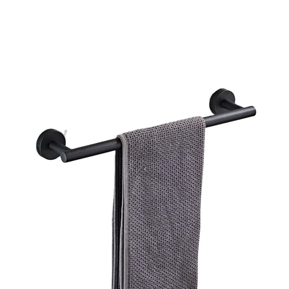 YUNDOOM OEM Black Stainless Steel Wall Mount Shower Handle Bathroom Accessories Set Towel Rack