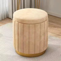 Vente chaude Ronde Multifonctionnel Stockage Repose-pieds Velours Placage Dressing Tabouret Repose-pieds Pour La Maison Et La Cuisine Utiliser Le Siège