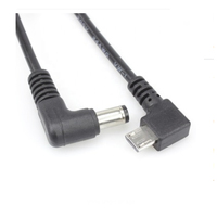 Câble d'alimentation Micro USB mâle vers DC 5.5*2.1 coudé avec blindage tressé, angle droit pour appareil photo et ordinateur