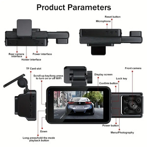 Cámara para Coche DVR de 3 Pulgadas IPS 1080P con Tres Lentes, Soporte WIFI, Visión Trasera, Visión Nocturna, Grabación de Video WDR - Product Image 2