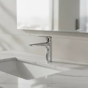 <span class=keywords><strong>Robinet</strong></span> de lavabo chromé YF, mitigeur chaud/froid à poignée unique avec design moderne et élégant - Product Image 2