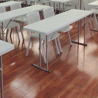 Table pliante d'extérieur moderne, rectangulaire, en plastique HDPE, robuste, de qualité commerciale, prix d'usine, vente en gros à prix réduit