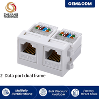 Ysj CAT6 Dual Port RJ45 Keystone Jack Tanpa Alat IDC Snap-In Putih untuk Pelat Dinding Penggunaan Internet/Telekomunikasi